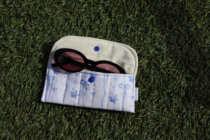 Blue Bow Floral Glasses Case
