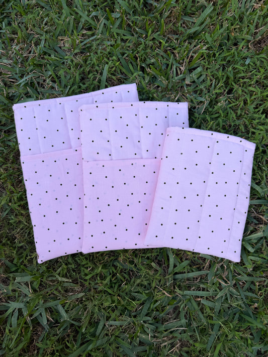 Black Polkadot on Pink Book Sleeve