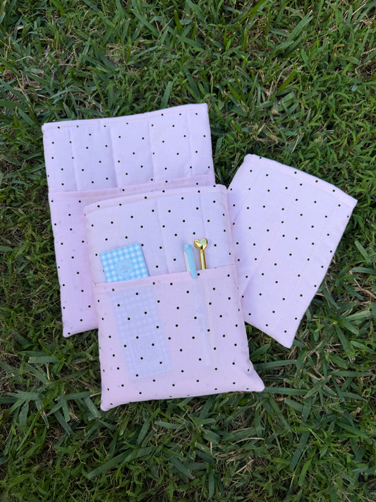 Black Polkadot on Pink Book Sleeve