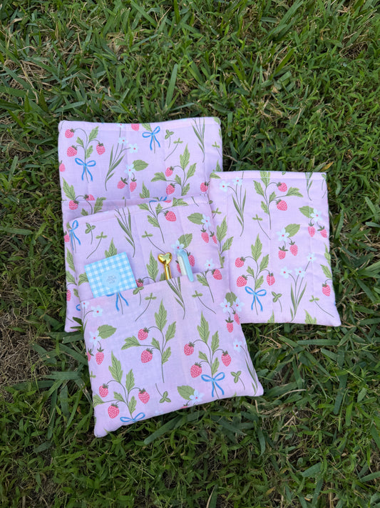 Strawberries and Bows Book Sleeve