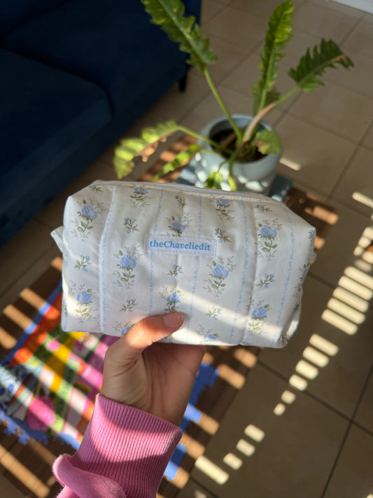 Vintage Blue Roses Small Pouch