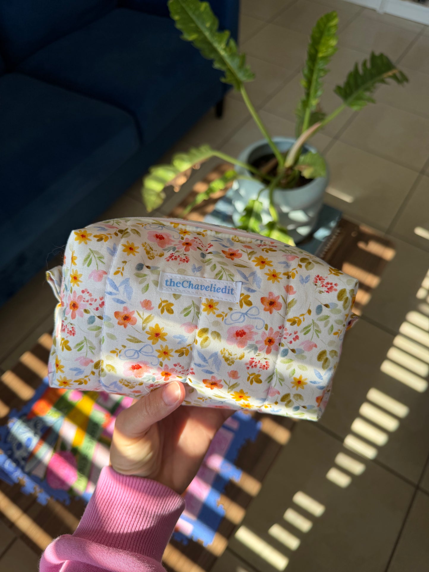 Blue Bow Floral Small Pouch