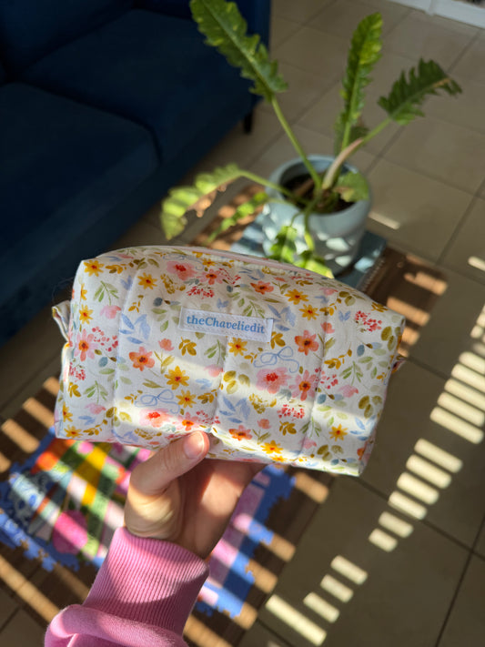 Blue Bow Floral Small Pouch