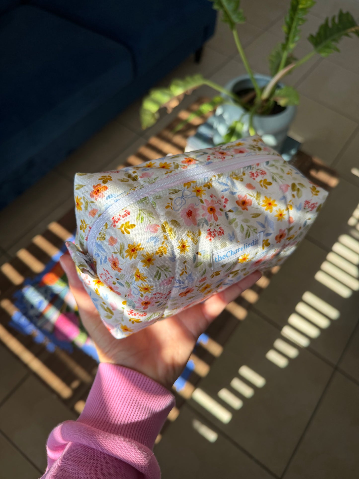 Blue Bow Floral Small Pouch