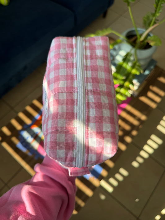 Pink  Gingham Small Pouch