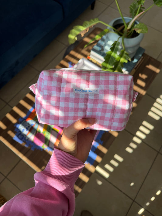 Pink  Gingham Small Pouch