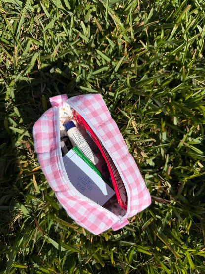 Pink  Gingham Small Pouch