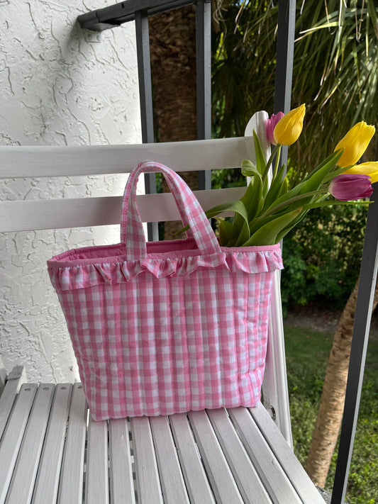 The Sami Quilted Mini Tote Bag w Ruffles