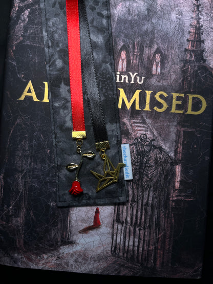 Rose and Paper Crane Charm Bookmark