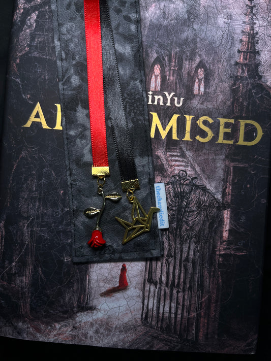 Rose and Paper Crane Charm Bookmark