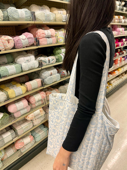 Quilted Tote Bag with Pockets Handmade Carry All Bag Brides Maid Tote Bag Knitting Bag Travel Bag