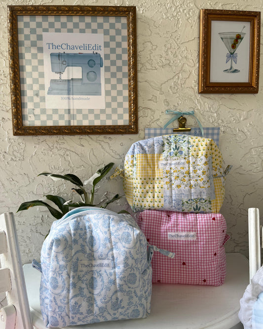 Handmade Quilted MakeUp Bag | Travel Make Up Bag | Makeup Bag | Purse Organizer | Cosmetic Pouch | Bridal Party Gift for Her