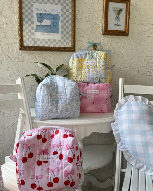 Handmade Quilted MakeUp Bag | Travel Make Up Bag | Makeup Bag | Purse Organizer | Cosmetic Pouch | Bridal Party Gift for Her