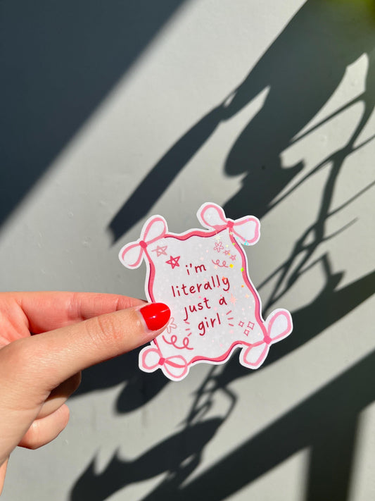 I'm just a girl Kindle Stickers, Aesthetic Stickers Laptop, Water Bottle, Kindle, Planner, Cute Bookish Stickers, Cute Stickers, Bow Sticker