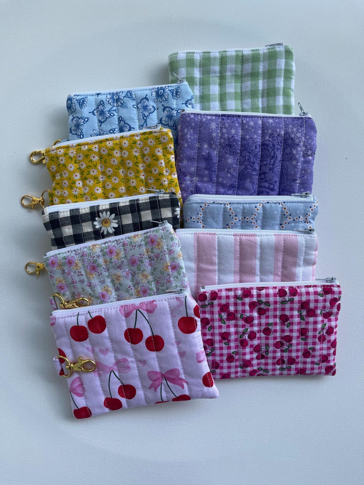 Keychain Wallet Zipper Pouch Quilted Pouch Handmade Gift for Her Airpods Case Small Wallet Coin Purse Quilted Bag