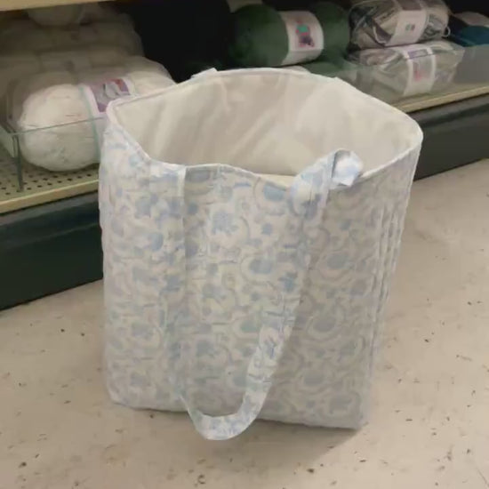 Quilted Tote Bag with Pockets Handmade Carry All Bag Brides Maid Tote Bag Knitting Bag Travel Bag