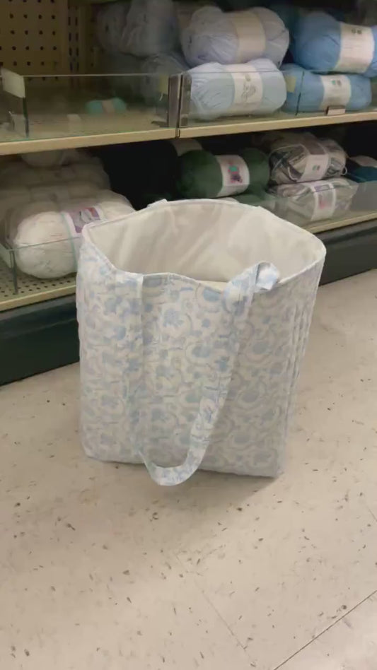 Quilted Tote Bag with Pockets Handmade Carry All Bag Brides Maid Tote Bag Knitting Bag Travel Bag